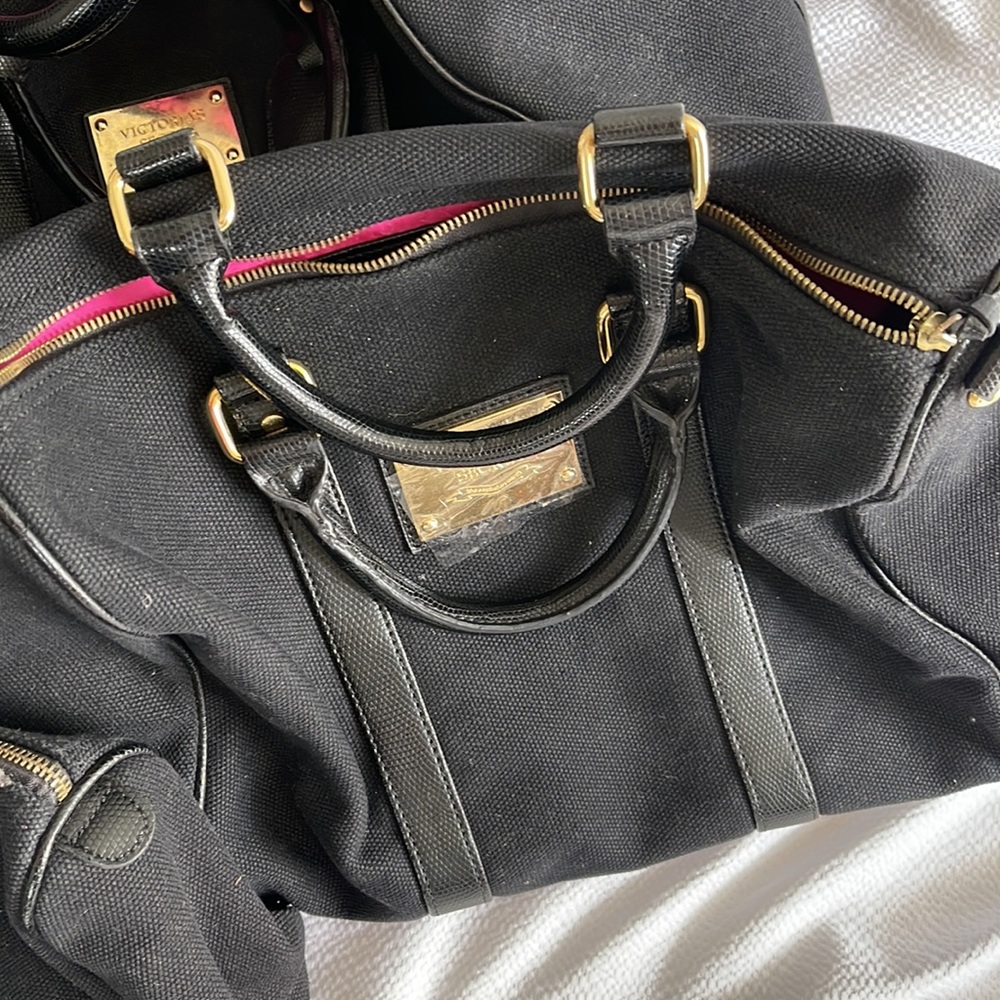 Victoria Secret set luggage vintage black/pink travel bags - Picture 4 of 11